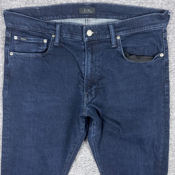 Polo Ralph Lauren Varick Jeans Mens 36x30 Slim Straight Blue Denim Dark Wash - Picture 1 of 13
